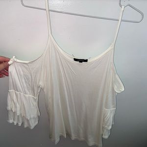 White blouse with ruffled sleeves
